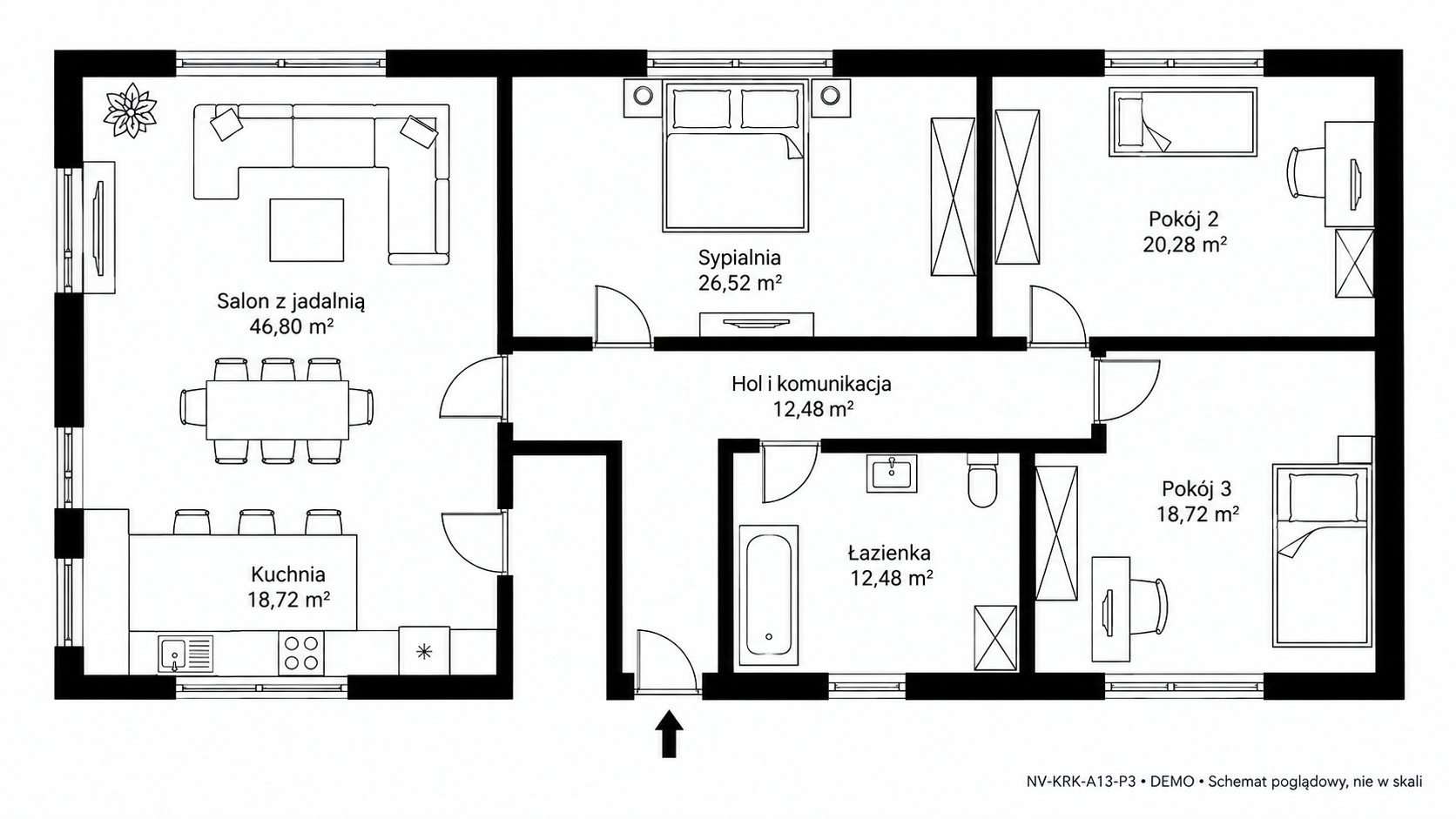 Rzut 2D — 156 m² • DEMO