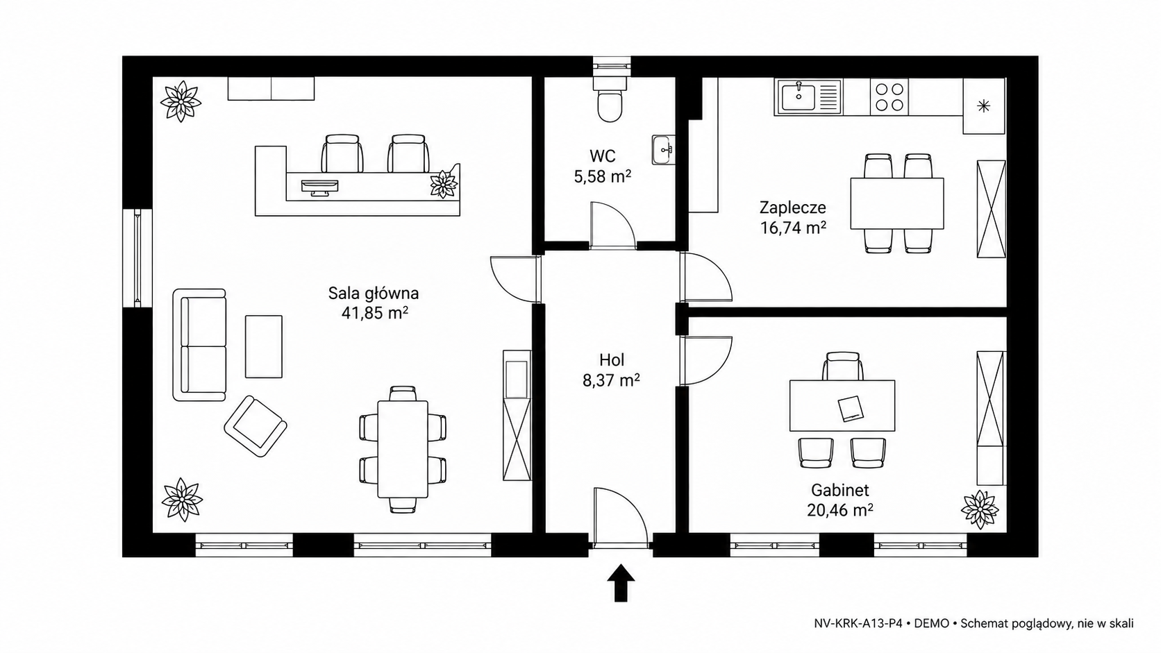 Rzut 2D — 93 m² • DEMO