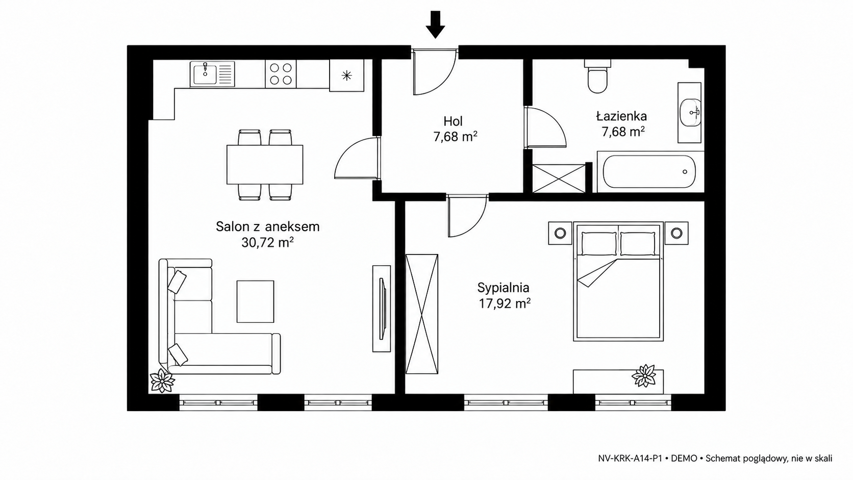 Rzut 2D — 64 m² • DEMO
