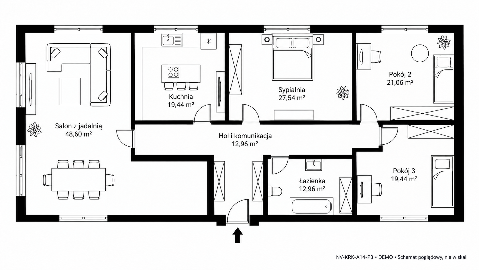 Rzut 2D — 162 m² • DEMO