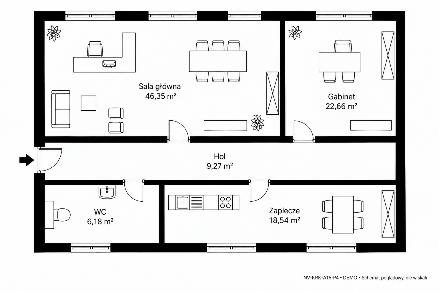 Rzut 2D — 103 m² • DEMO