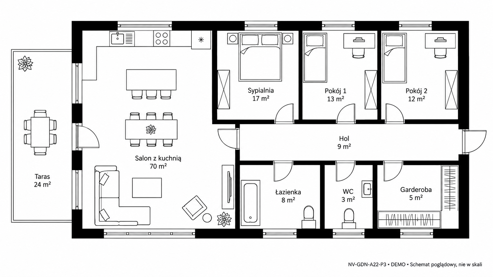 Rzut 2D — 137 m² • DEMO