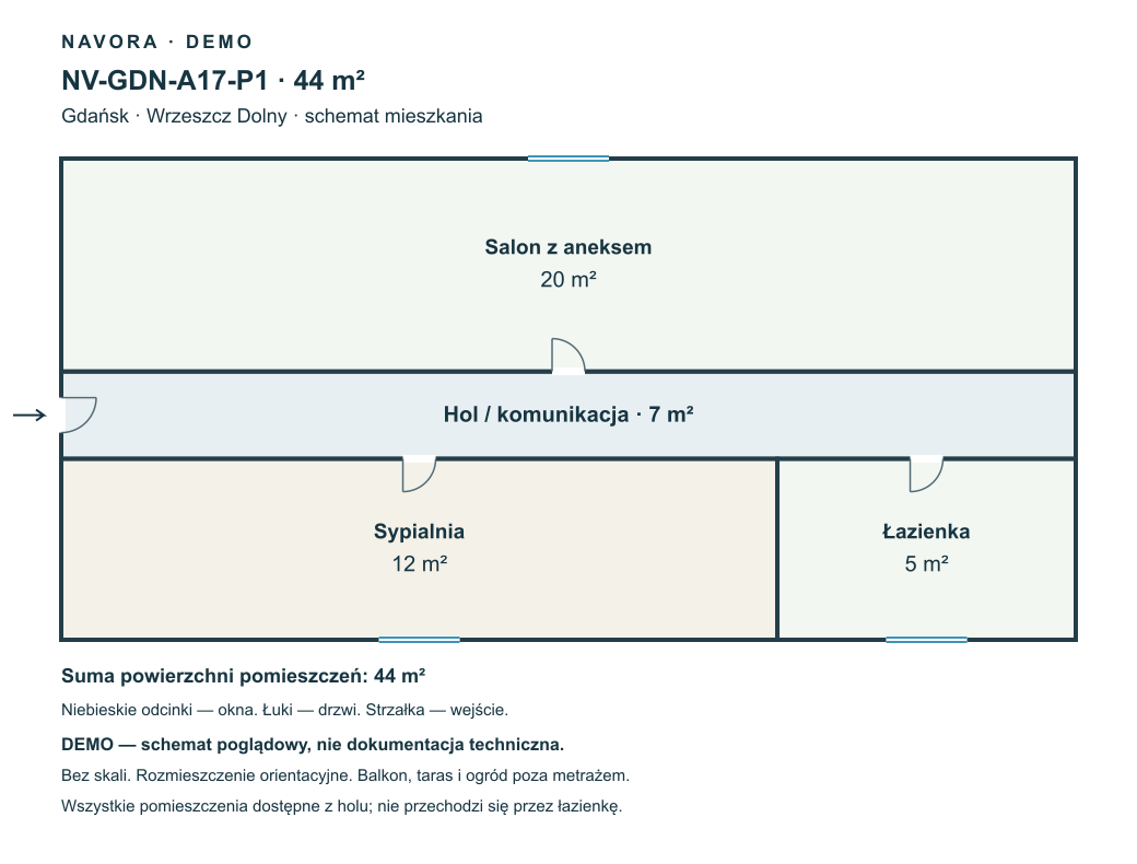 DEMO — schemat 44 m²