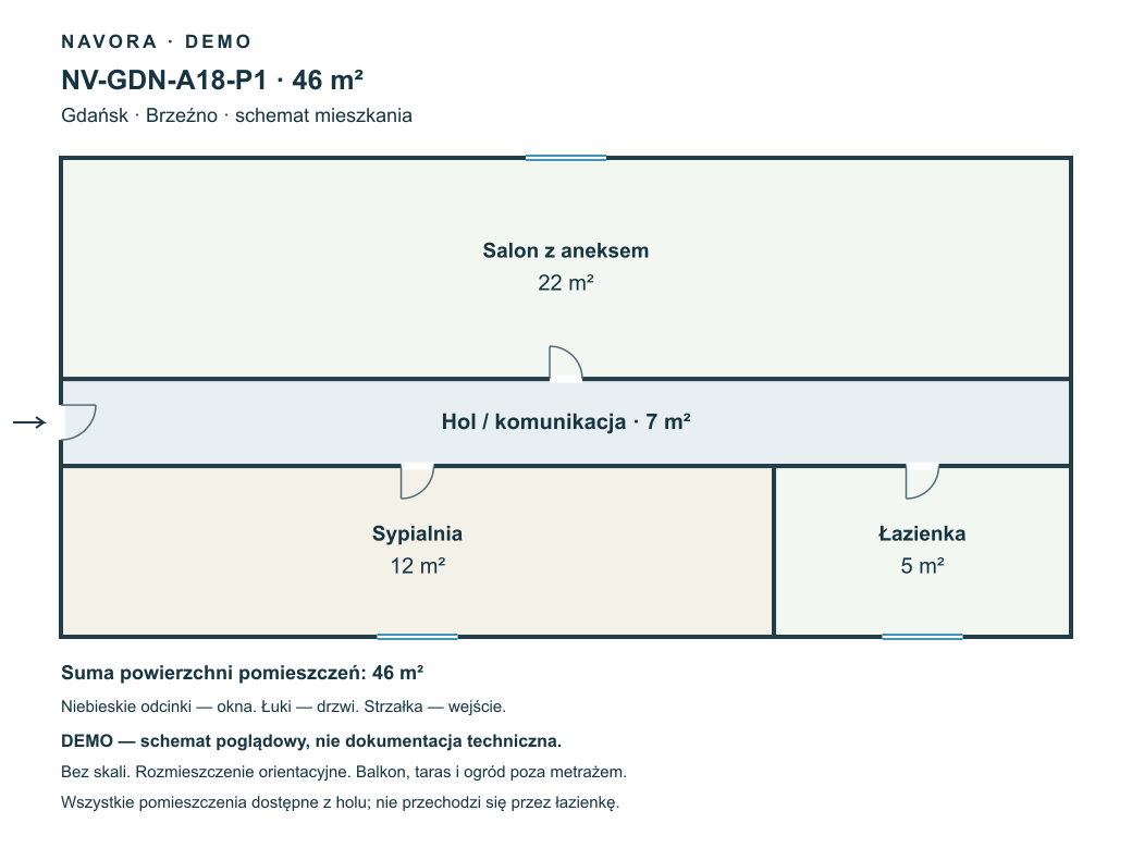 DEMO — schemat 46 m²